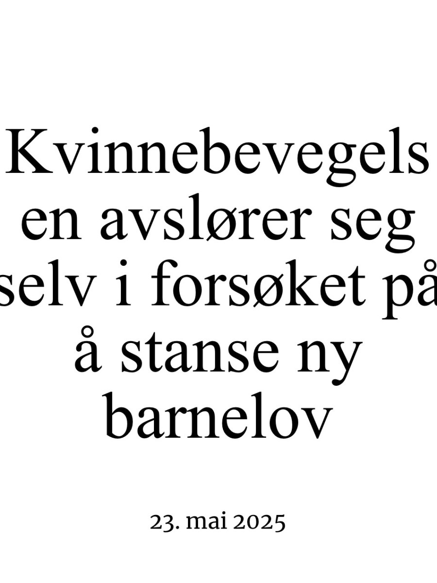 Kvinnebevegelsen avslører seg selv i forsøket på å stanse ny&nbsp;barnelov